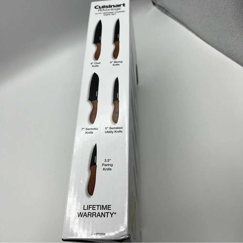CUISINART ADVANTAGE 10PC CERAMIC COATED KNIFE SET FAUX MARBLE GB-C55-10PBW